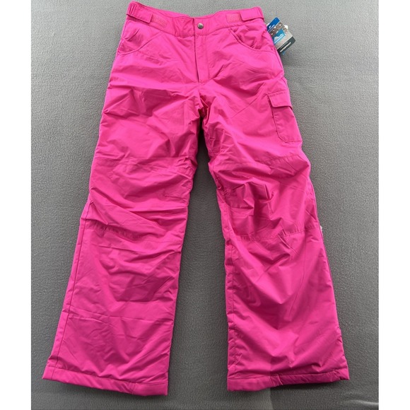 Columbia Ski Pants Youth Sz Large Pink Omni Heat Blue Bugaboo Snow - Picture 1 of 15